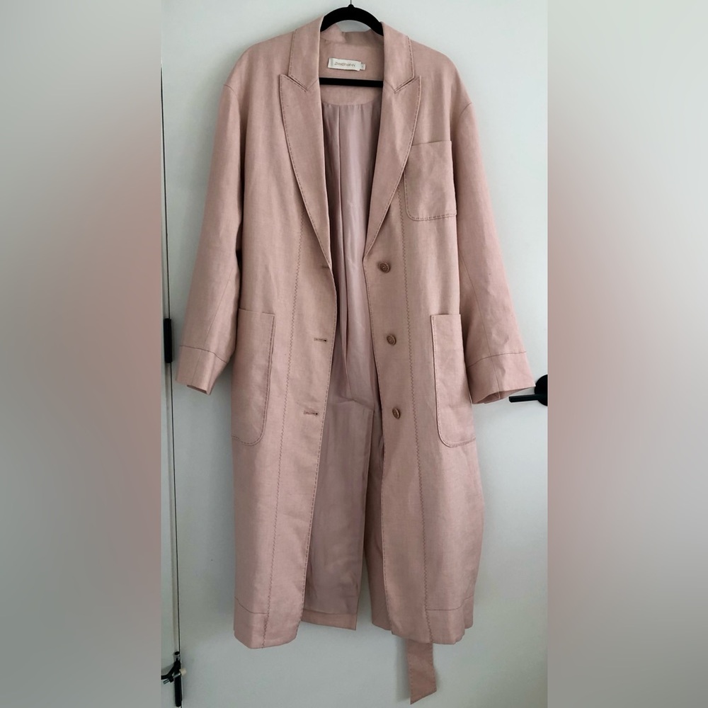 Zimmerman Pink Belted Trench Coat | Designer Size 1 - Picture 4 of 14